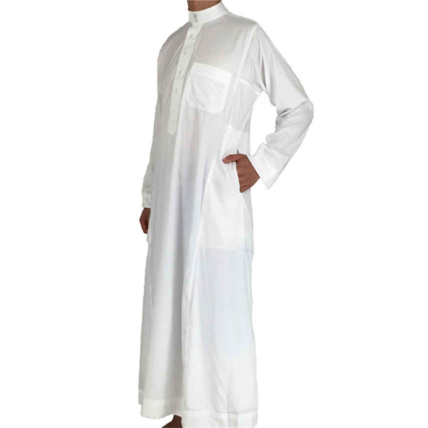 Мужская мусульманская однотонная одежда с длинным рукавом Средний Восток Повседневная традиционная молитва Арабская Дубай Катар Исламска... от AliExpress WW