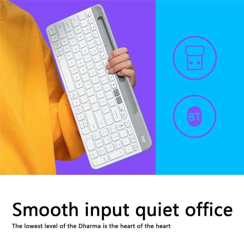 

Logitech K580 Wireless Keyboard Original Multi-Device 2.4G Bluetooth Unifying Dual Mode Portable For PC Tablet Phone