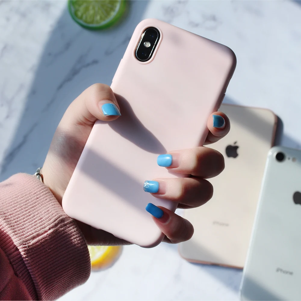 Чехлы для телефонов iPhone XS 6 6S 11 Pro MAX XR X Max силиконовый однотонный чехол 7 5 5S SE 8 Plus