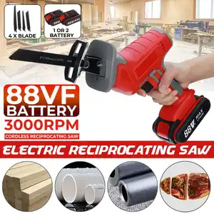88V аккумуляторная пила с возвратно-поступательным движением полотна ручная пила сабельная пила многофункциональный станок с несколькими дисковыми пилами для деревянных поверхностях трубы режущая пила с 4 лопасти комплект 2 батареи