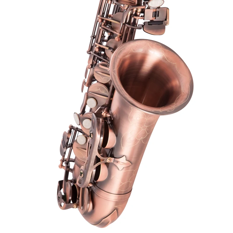 Высококлассный Красный Бронзовый согнутый Eb альт саксофон e-плоский резной узор