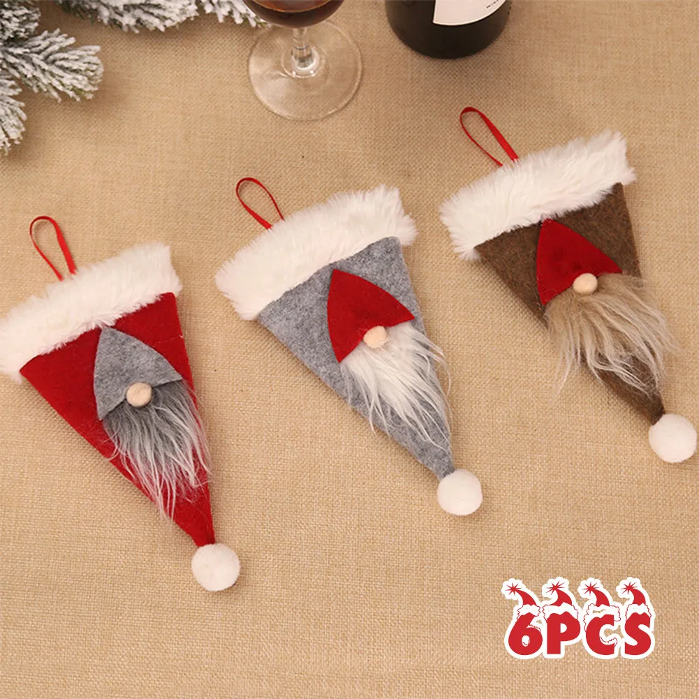 

6PCS 18.5*11cm Tableware Holders Christmas Silverware Pockets Cutlery Dinner Table Decor Man Kn-ife And Fork Set
