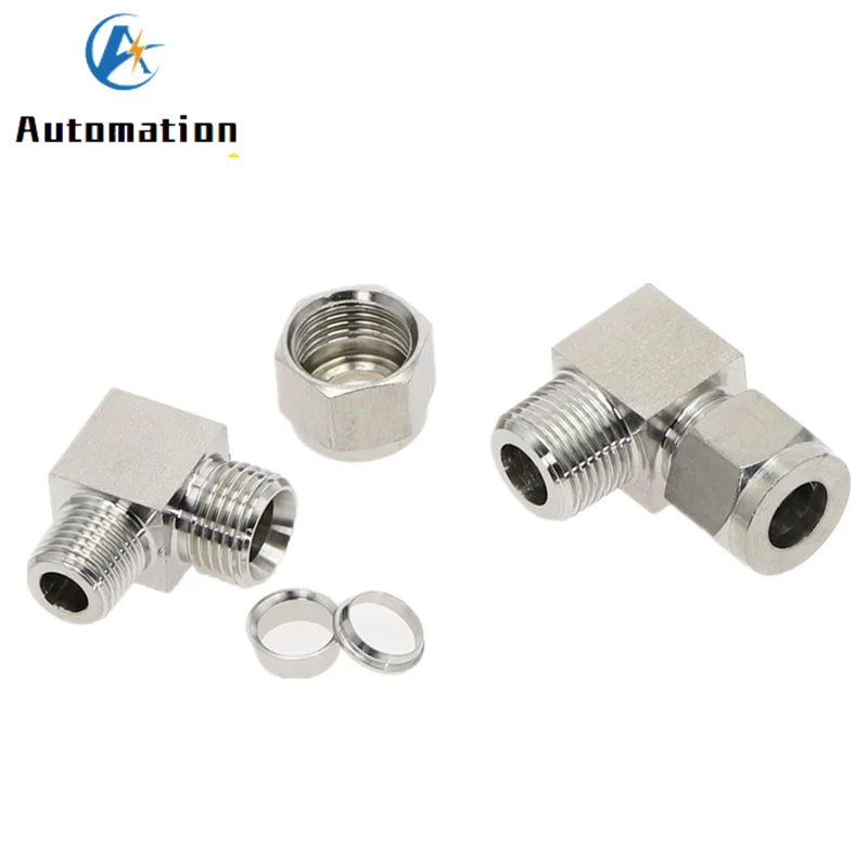 

6 8 10 12mm Pipe OD to 1/8" 1/4" 3/8" 1/2" Male Thread 304 SS Stainless Steel Elbow Double Ferrule Tube Pipe Fittings Connector