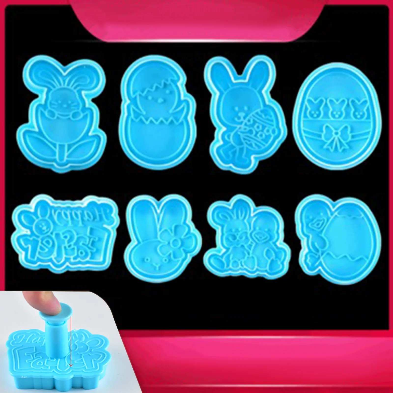 

Pastry/Cookie/Fondant Stampers,4-Piece Set Easter Day Cake Cookie Set Mold Tools Decorating Tools Chocolate Mold Kitchen Tools