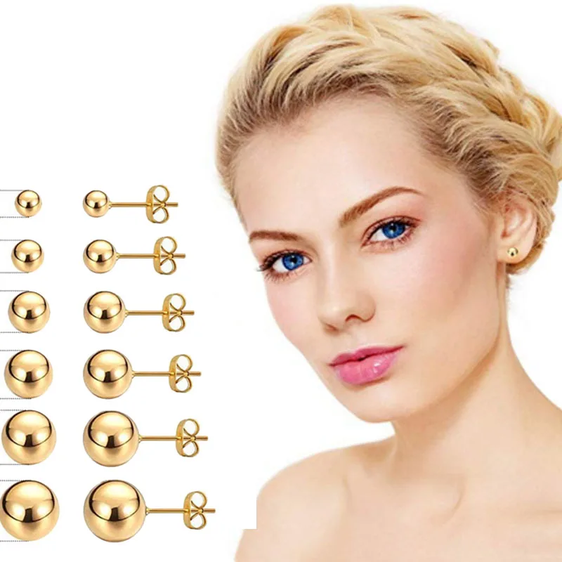 Серьги гвоздики из хирургической стали в стиле панк Козелок Уха для пирсинга