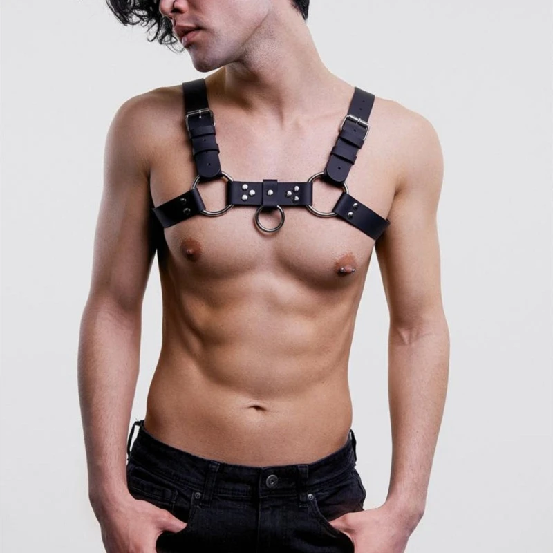 

BDSM Breast Harness Sexy Gay Sexual Chest PU Leather Harness Strap Feisth Men Bondage Crop Tops Rave Fetish Erotic Lingerie