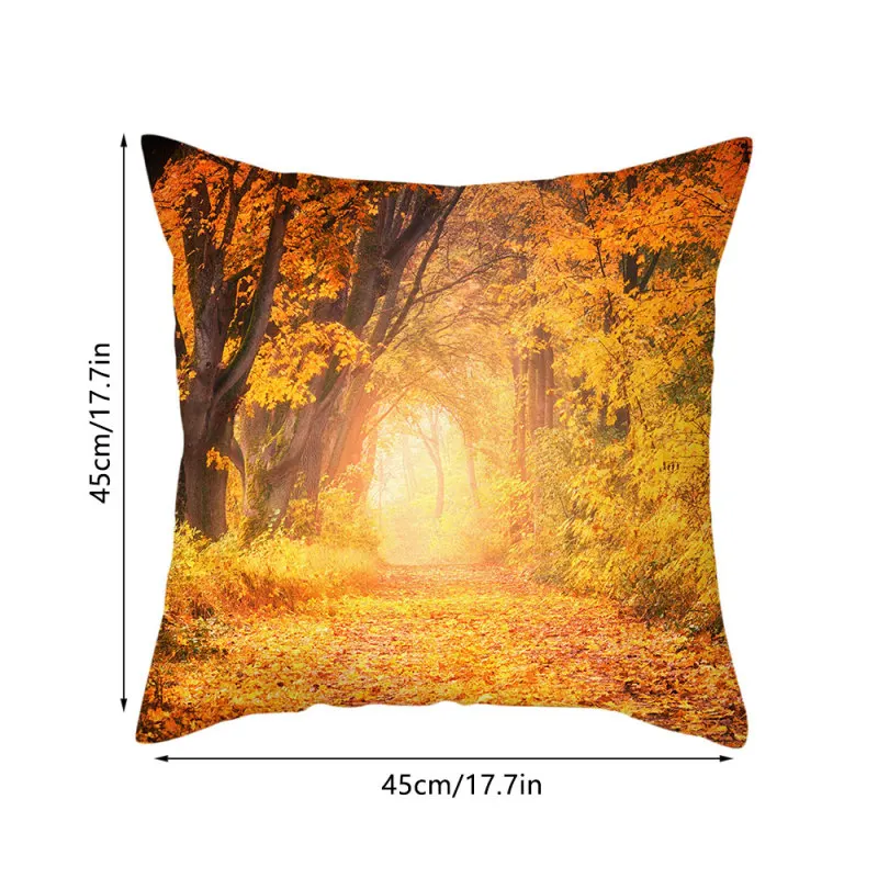 

Fuwatacchi Gold Forest Printed Pillow Case Autumn Maple Trees Photo Cushion Cover for Home Sofa Decor Pillowcases Christmas Gift