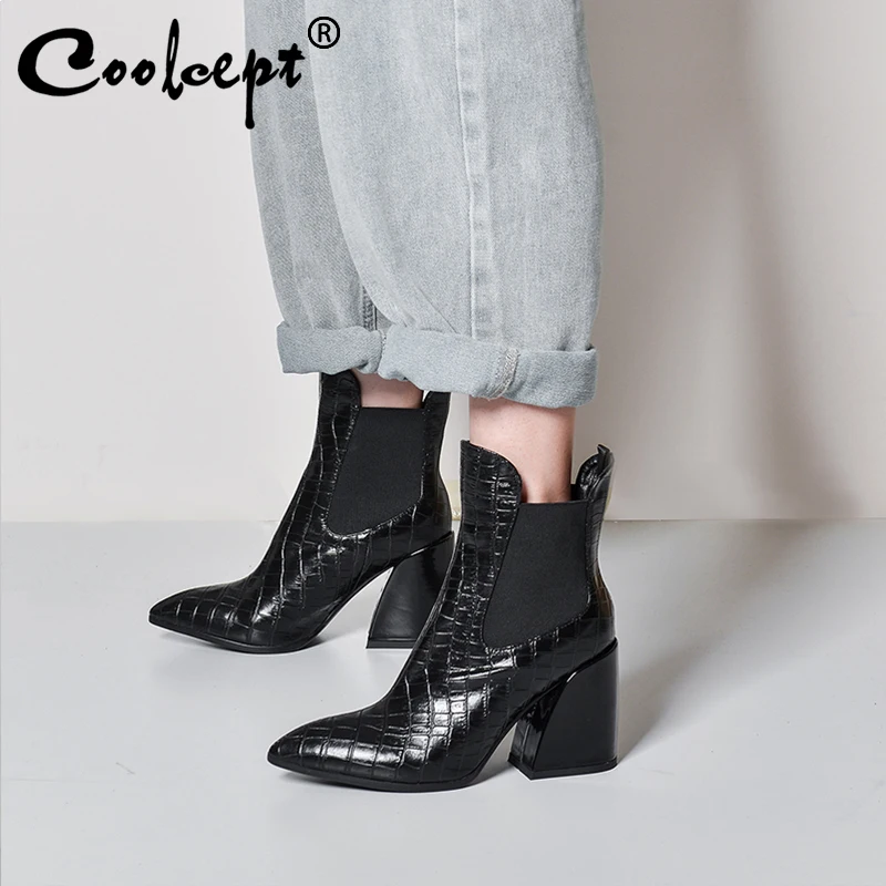 

Ботинки Coolcept из натуральной кожи, зимние, с острым носком, Размеры 33-43, 2020