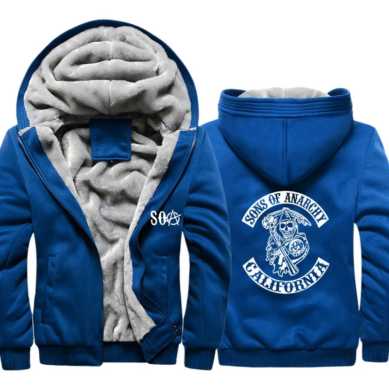 

SOA Sons of Anarchy Hoodies Mens Winter fleece Thicken Warm Camouflage coat zipper Sweatshirt SAMCRO Print Mens Hoodies Jacket33