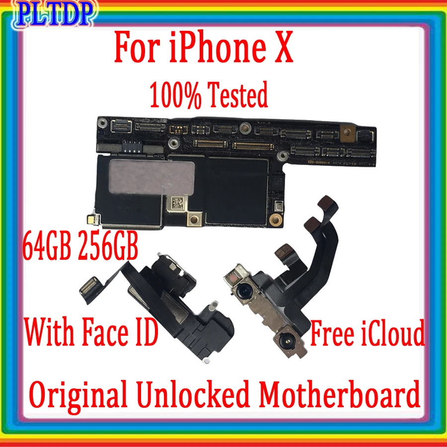 Полностью разблокированная материнская плата для iPhone X с/без Face ID 64 Гб 256 ГБ 100%