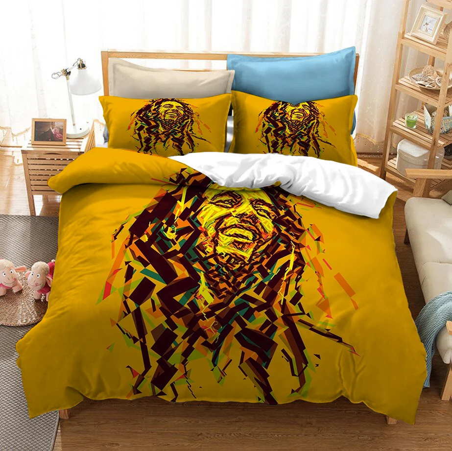 

Bob Marley 3D Printed Bedding Set Duvet Covers Pillowcases Comforter Bedding Set Bedclothes Bed Linen(NO sheet)