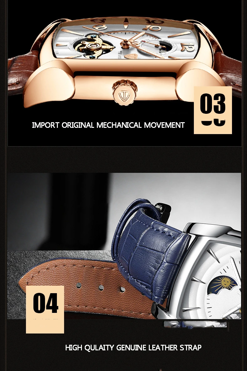 Tevise автоматические механические наручные часы Tourbillon Moon Phase часы лучший бренд мужские спортивные наручные часы с намоткой Relogio Masculino