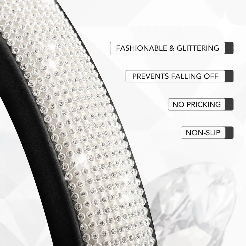 Чехол для руля автомобиля 38 см универсальный кожаный чехол со стразами