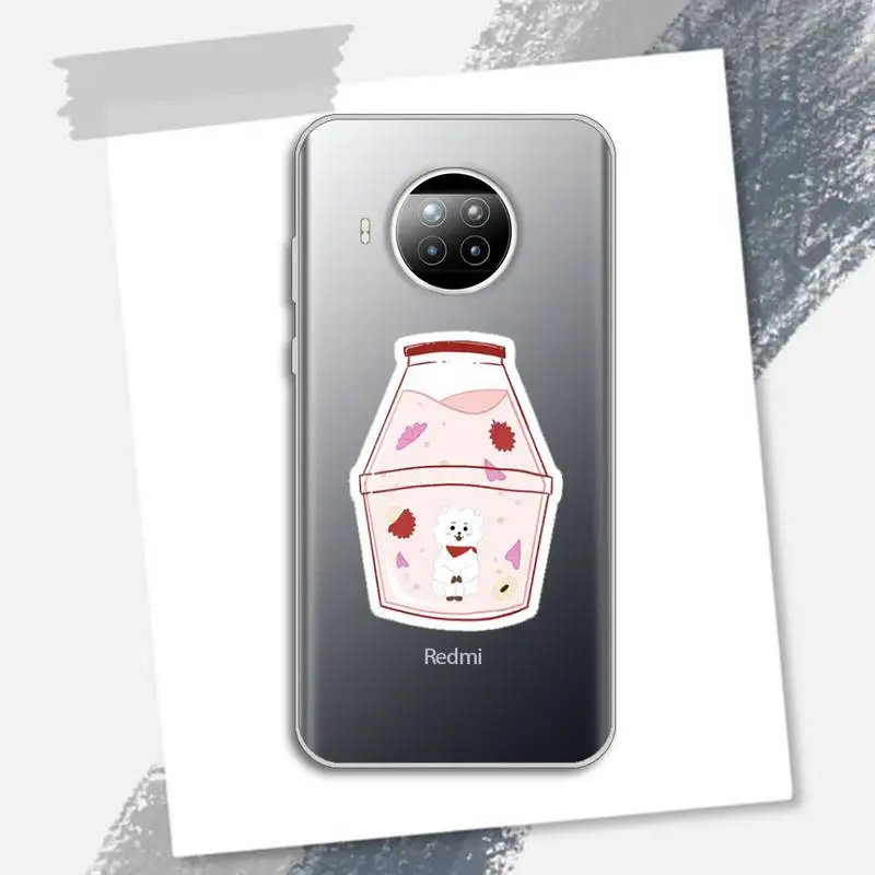 

Japan Korea Cute Sweet Banana Milk Strawberry Drink Phone Case Transparent for Xiaomi Redmi note 10 t 8 9 pro lite 11