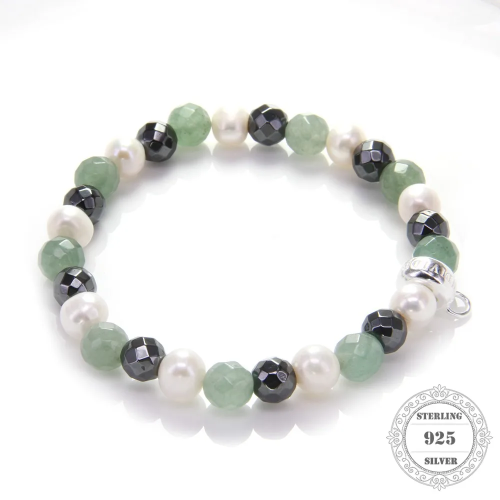 HEMISTON Thomas Green Chalcedony Браслет из жемчуга и бисера стерлингового серебра 925 пробы с