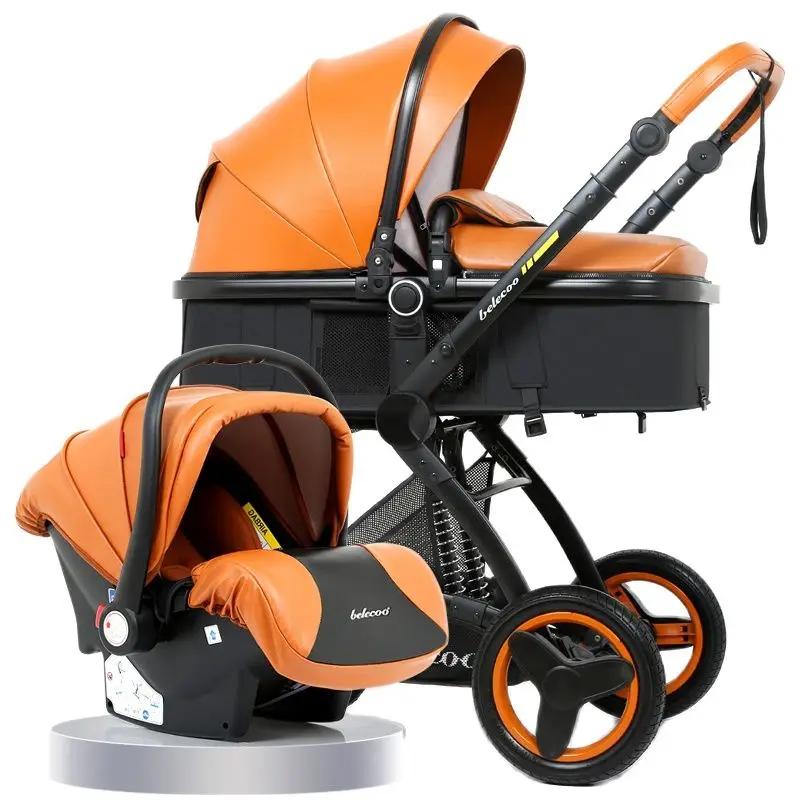 

High-view baby stroller basket can sit and lying baby pram foldable two-way shock-absorbing baby stroller