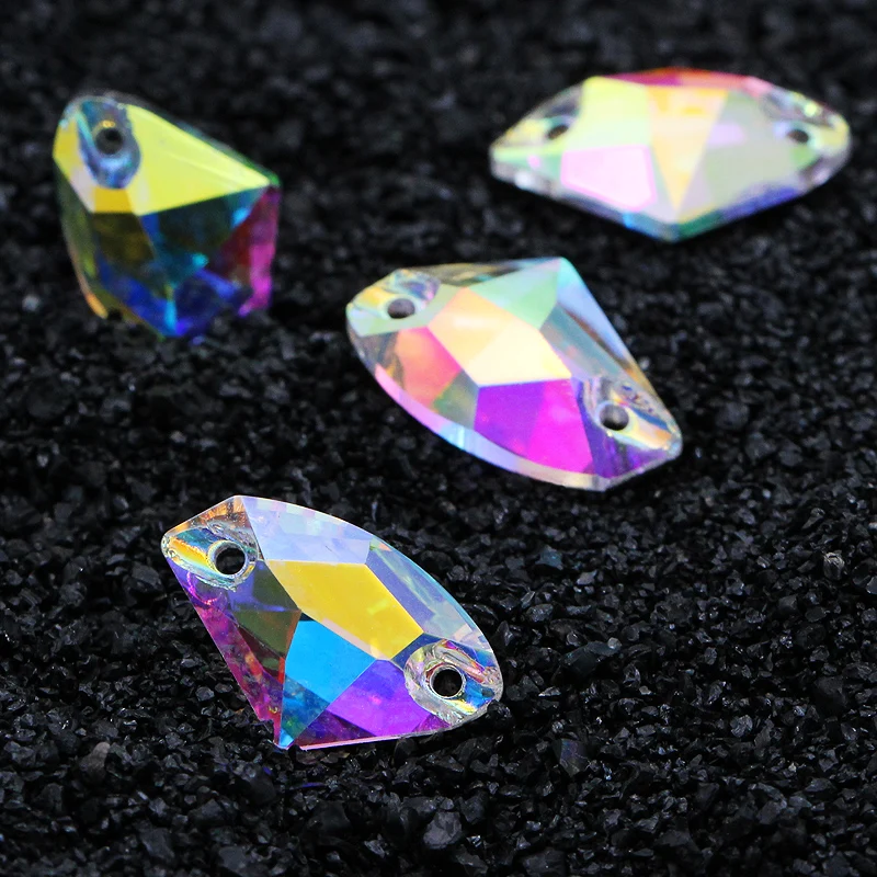 

White Crystal AB K9 Round Crystal Flatback Sew-on Rhinestones Strass Glass for Diy Craft Christmas/Clothing Garment Decoration