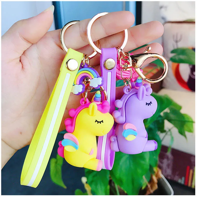 Мультфильм Единорог кукла брелок милый цвет Лошадь Радуга брелки для женщин