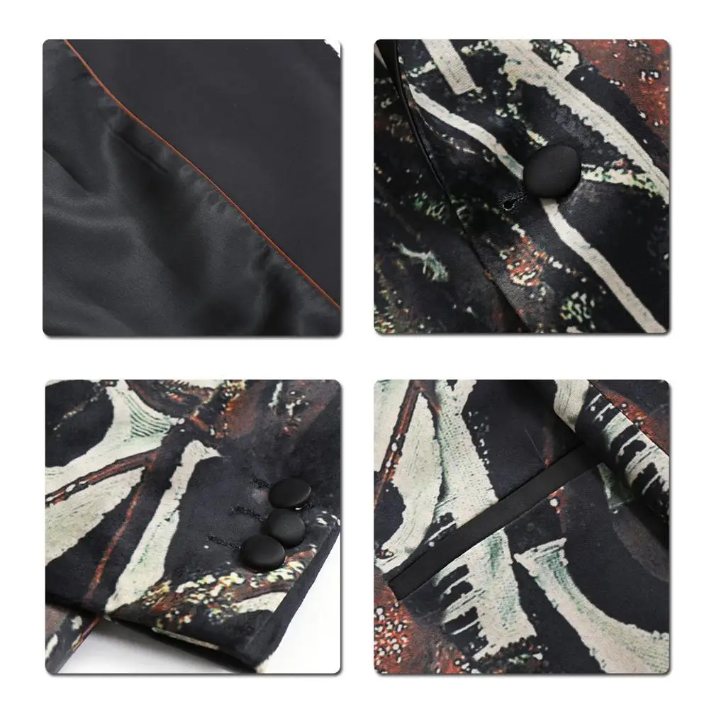 Уникальный мужской пиджак с принтом новинка модный однобортный пуговицами