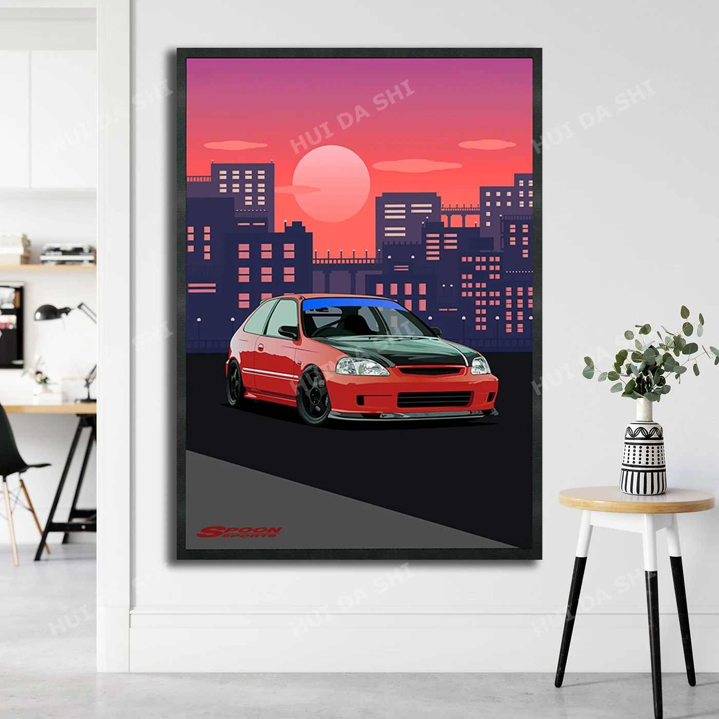 

Автомобильный постер Honda Civic Type R EK9, иллюстрация, печать на холсте, автопостер формата A4/A3, ограниченная печать