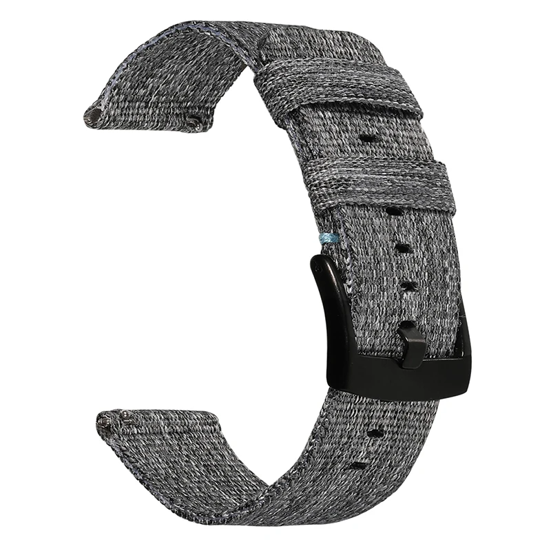 Холщовый нейлоновый ремешок для часов 20 мм для samsung Galaxy Watch 42 мм Active 2 40 мм 44 мм Quick Release Band стальная застежка ремешок на запястье браслет - Цвет ремешка: Black Gray