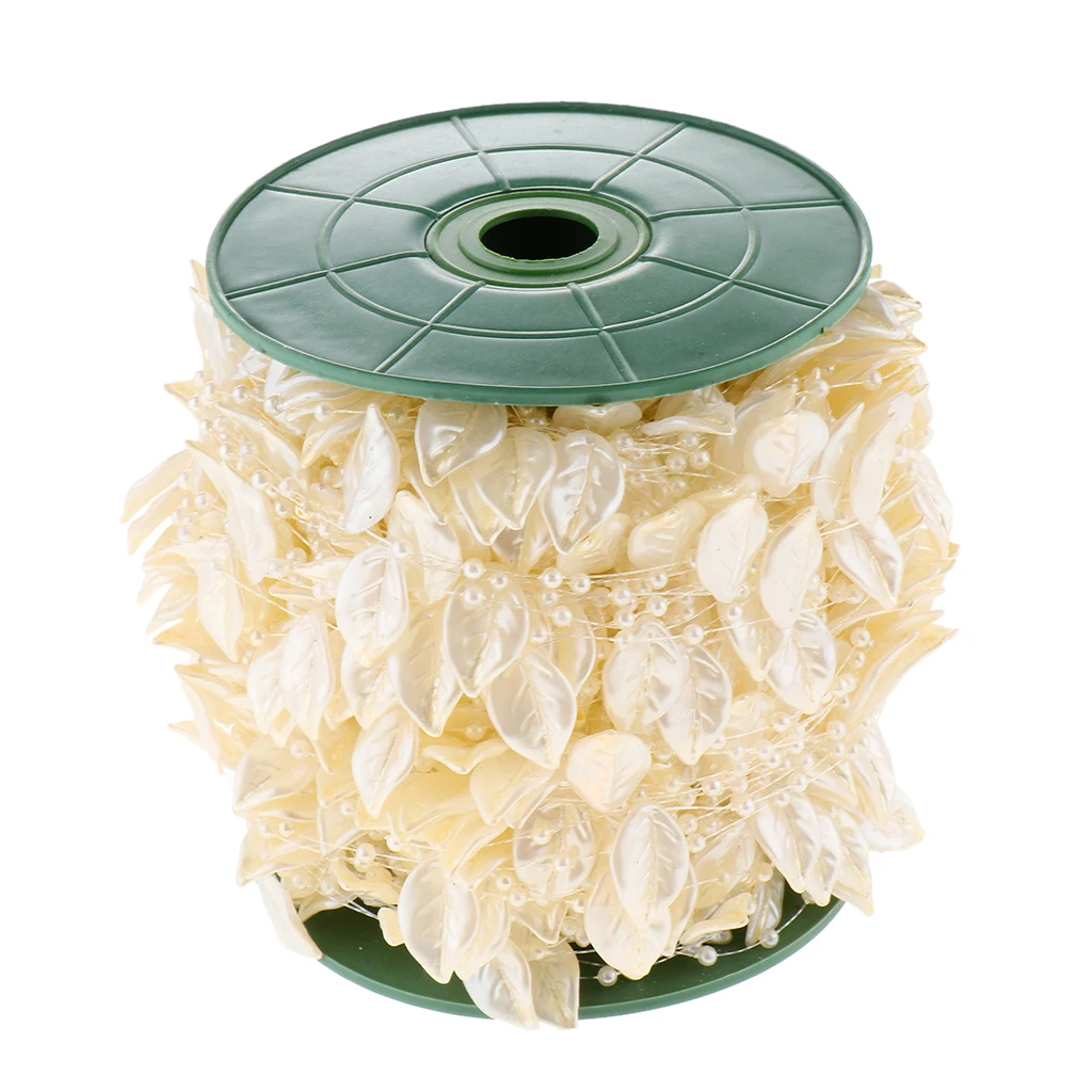 

60 м искусственный пластиковый жемчуг, бусины-нитки, листья, украшение для свадебной вечеринки