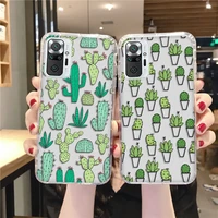 redmi note 10 pro case cactus clear case for xiaomi redmi note10 11 9 pro case soft funda note 8 8t 7 pro 9s 10s 9 pro 9t covers