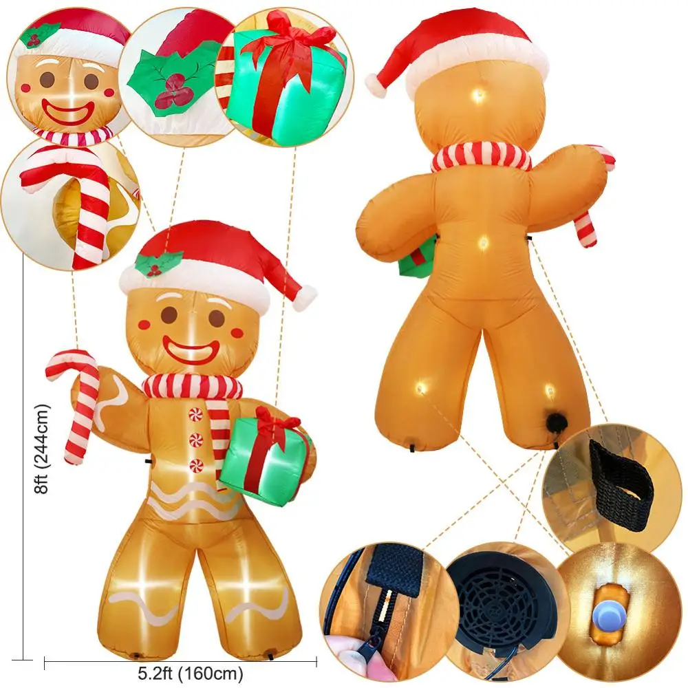 OurWarm-figura de luz nocturna para hombre, mu&ntilde;eco inflable de jengibre para jard&iacute;n al aire libre, decoraciones de fiesta de Navidad para el hogar, 2020 pies, 8 pies-2