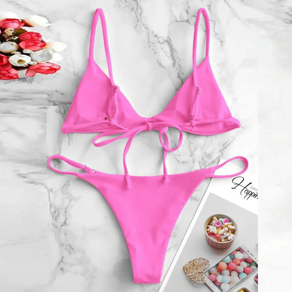 Swimwear Women Low Waist Sexy Separate Women's Swimsuit Solid Summer Bikini Set Beach Wear Female bikinis 2020 mujer |