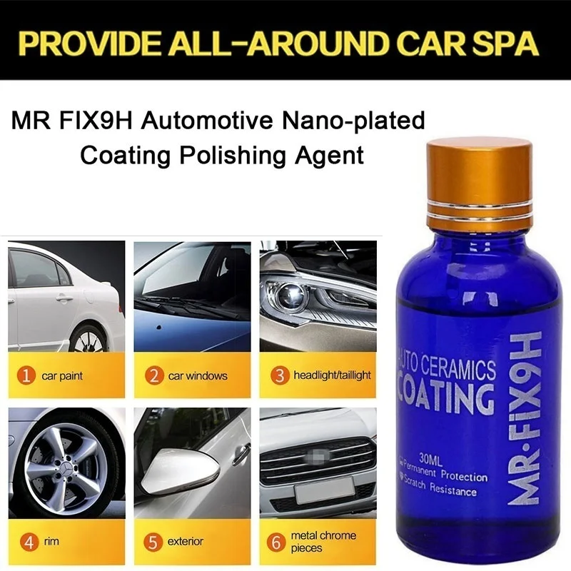 

30ml 9H Anti-scratch Anti-scratch Car Liquid Ceramic Coat Super Hydrophobic Glass Coating Set Polysiloxane and Nano materials
