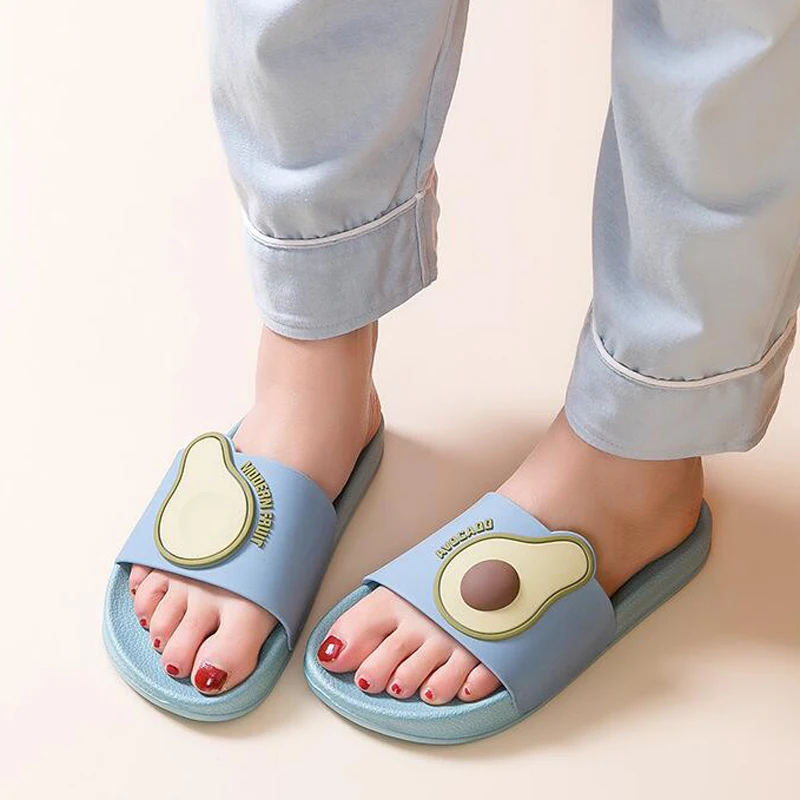 

Women Summer Slippers Slide Sandals Beach Slides Flip Flops Cute Cartoon Fruits Avocado Thick Bottom Comfort For Couple Shoes