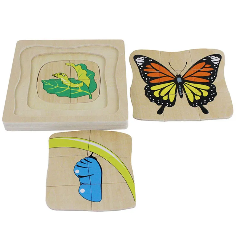 Игрушки-головоломки для роста бабочек Развивающие деревянные Многослойные