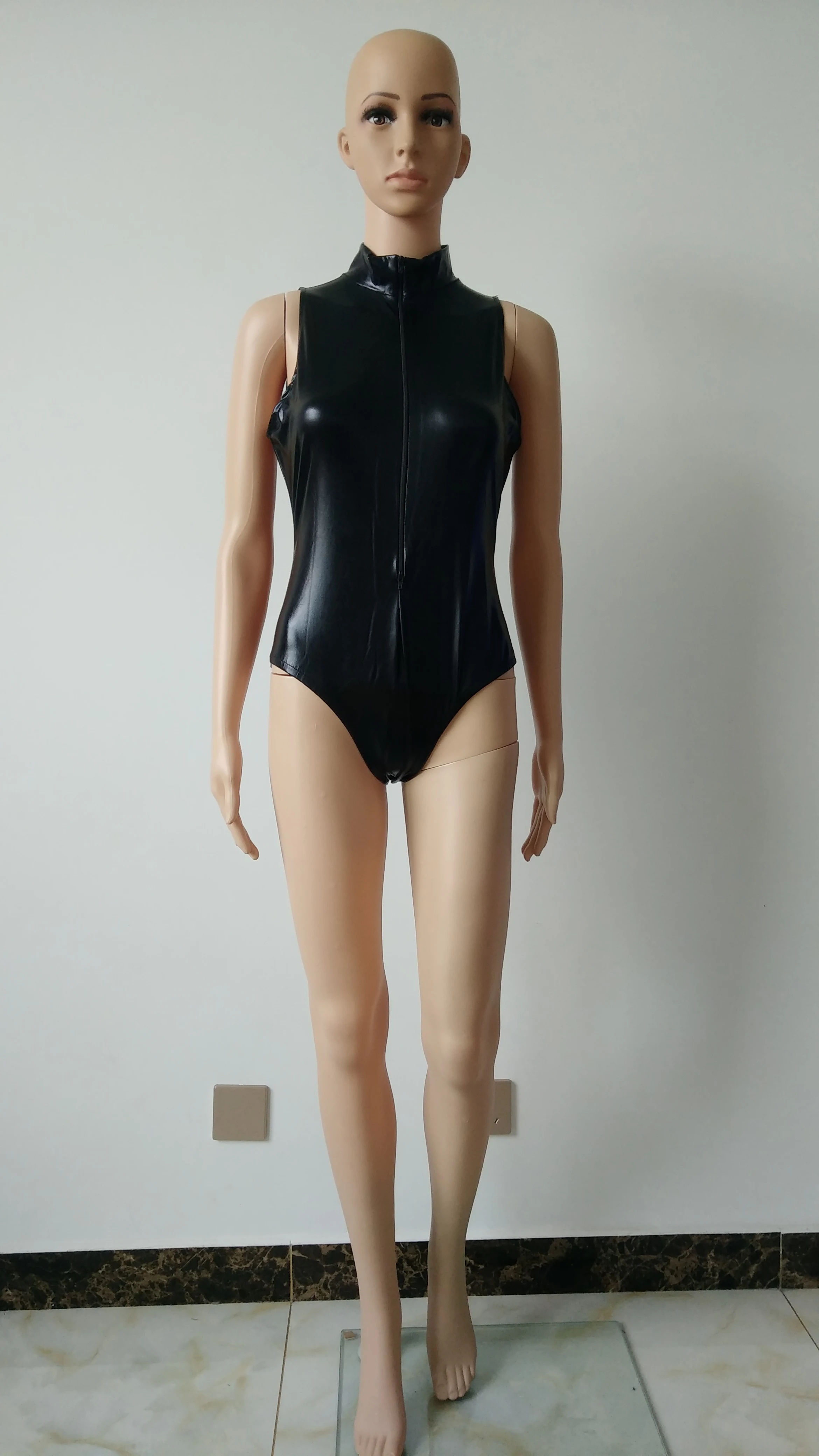 Two dimensions Cute sister open chest double zipper swimsuit half bodysuit Catsuit Costumes shiny Metallic zentai spandex |