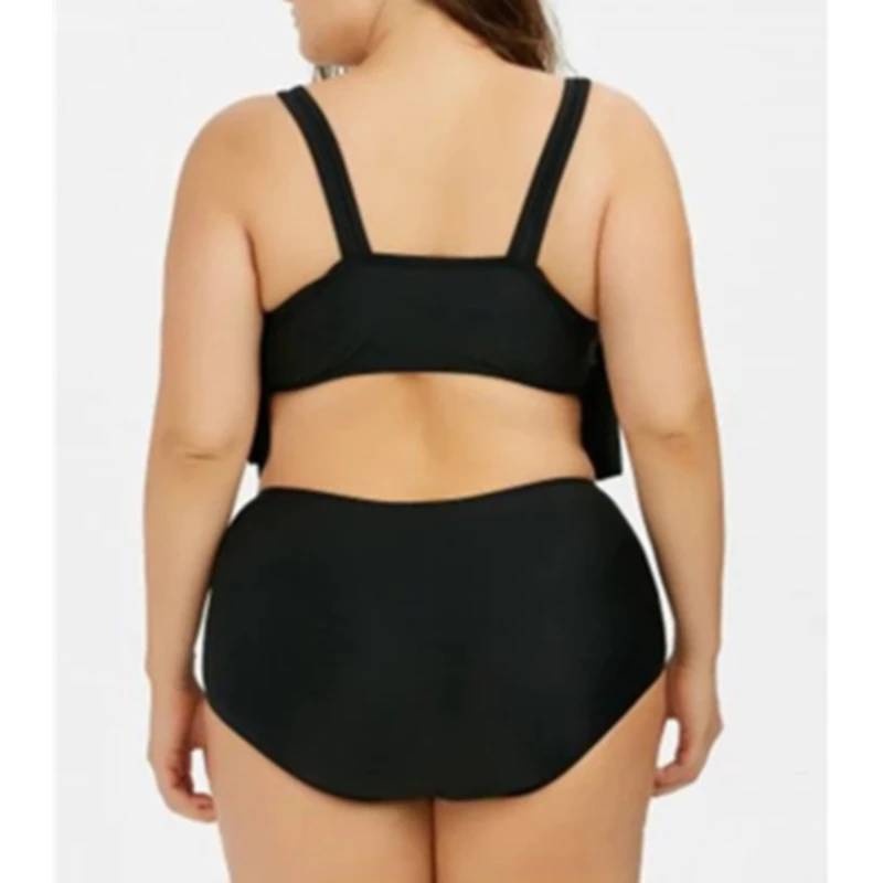 Купальник с высокой талией 2020 сплошной цвет размера плюс бикини набор для женщин