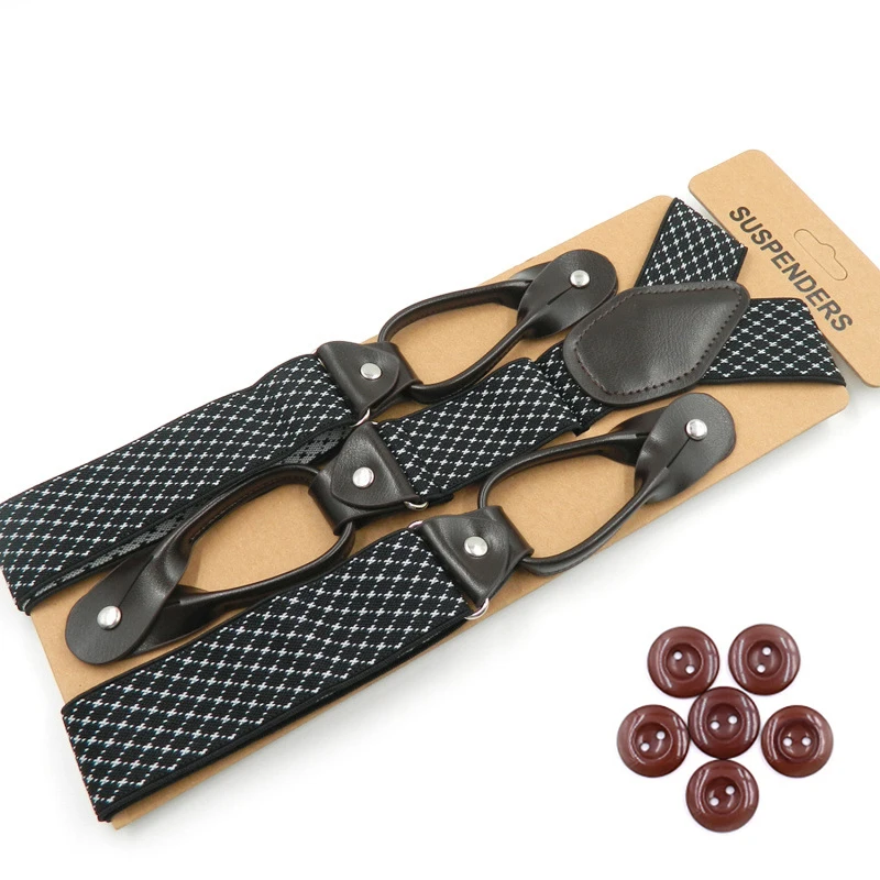 Мужские модные кожаные подтяжки на пуговицах эластичный смокинг Y брюки