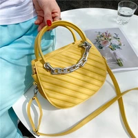 simple new personality temperament handbag chain bag female 2021 fashion casual lady embroidered thread crossbody semicircle bag
