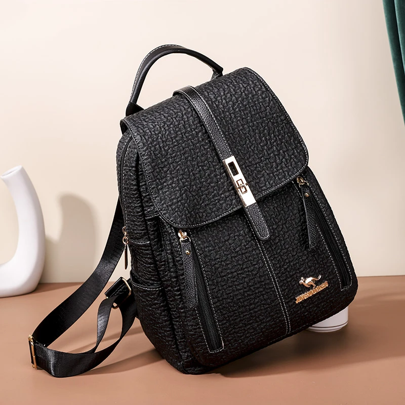 Клетчатый женский кожаный рюкзак модные школьные ранцы для девочек большой