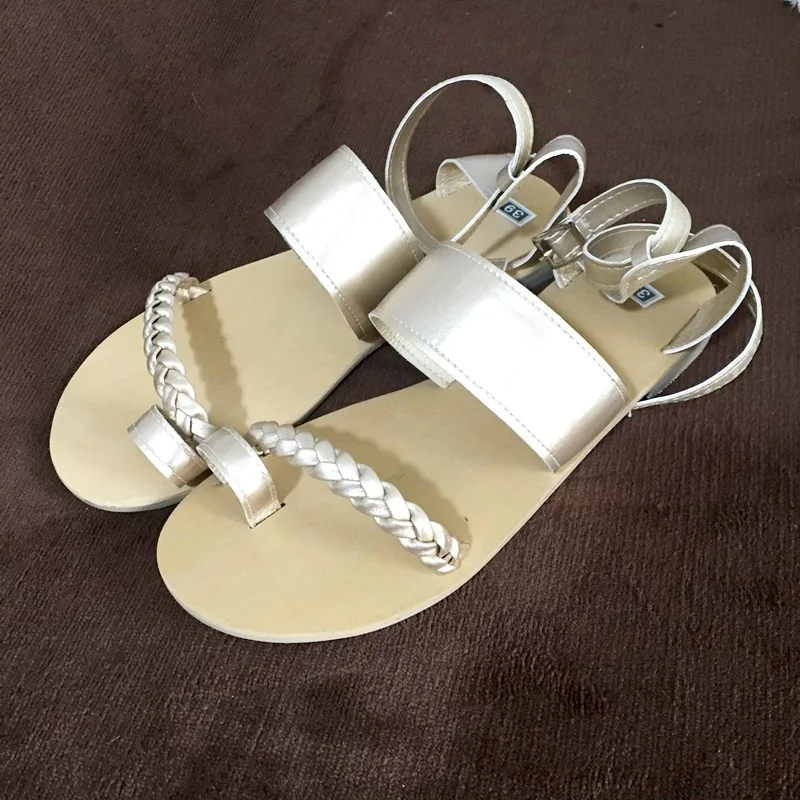 Сандалии женские из экокожи босоножки на плоской подошве модная повседневная