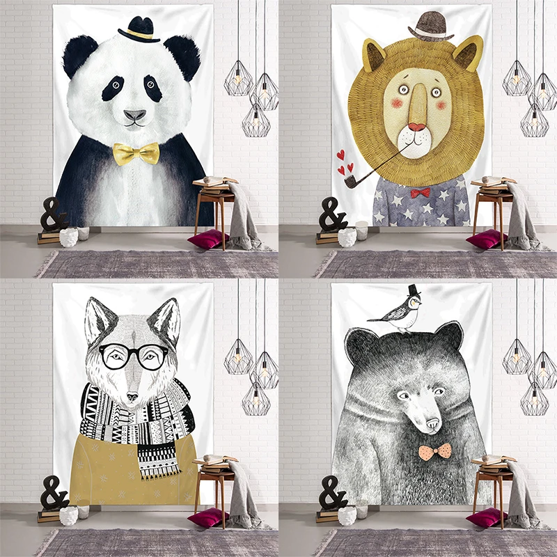 Лев настенный гобелен в богемном стиле с рисунком панды стены Одеяло ткань