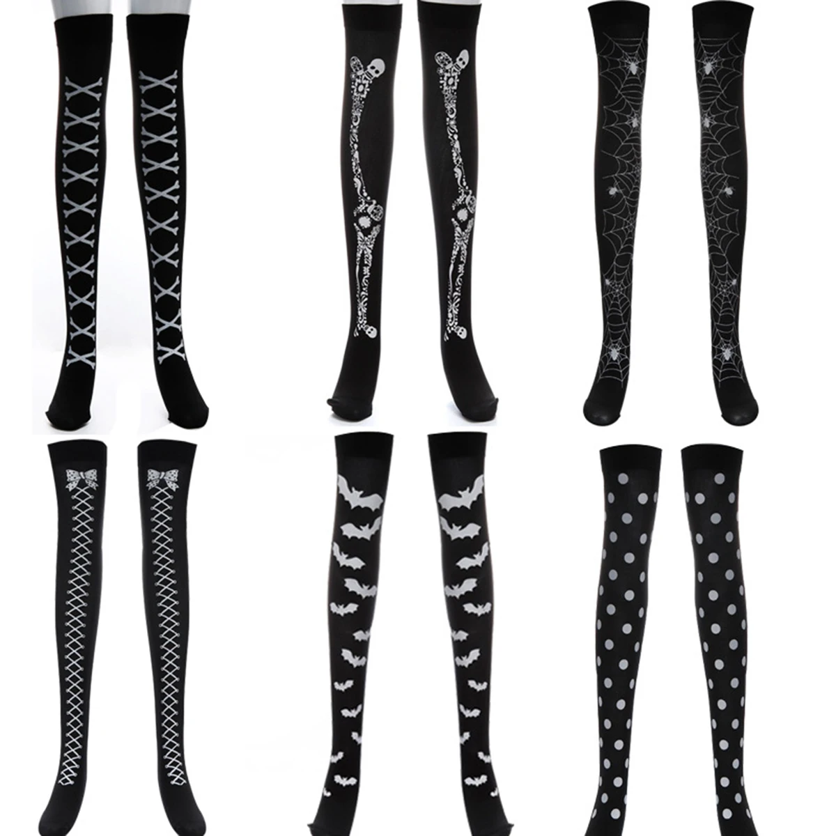 

Halloween Cosplay Hose Long Socks Skeleton Frame Printed Stockings Goth Horror Ghost Trick Masquerade Props Party Costume