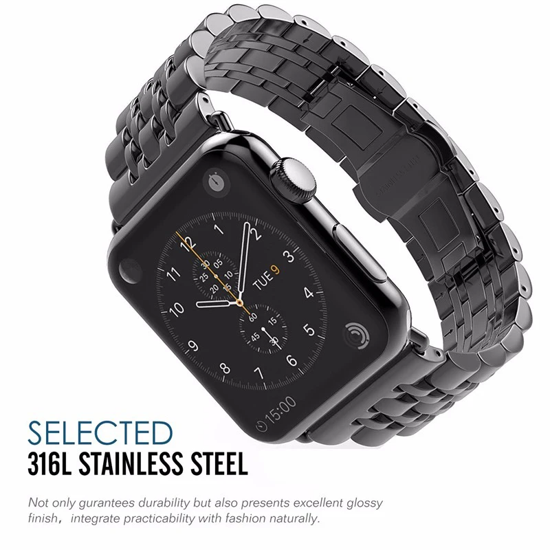 Ремешок из нержавеющей стали для apple watch band 44 мм 40 браслет iwatch 42 38 аксессуары series 6 5