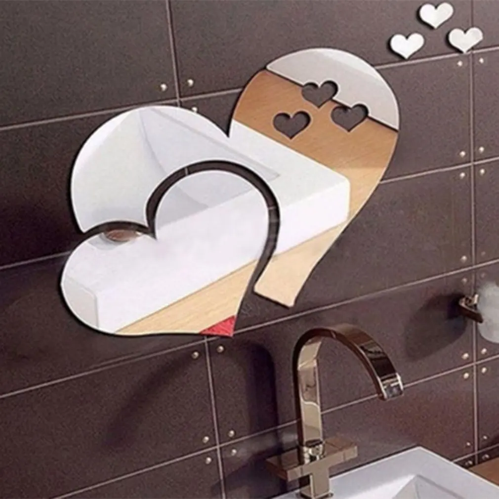 3D зеркало любовь сердца наклейки на стену Наклейка DIY настенные Стикеры s для
