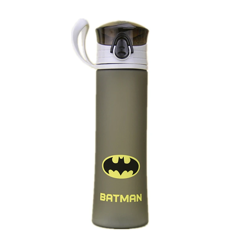 Bpa Free, 450 мл,, супер герои, бутылка для воды, PC, бутылка для молока, матовый, suface, пластиковый, мультяшный чайный чайник для воды - Цвет: black