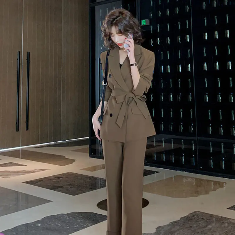 

Элегантный женский костюм-Блейзер, Осенние офисные женские брючные костюмы, женский костюм и брюки, рабочая одежда 2022, женские комплекты J28