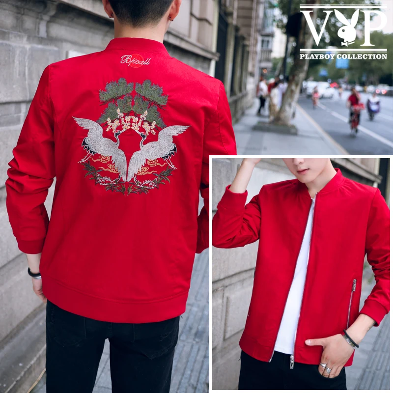 

[embroidery] playboy VIP men's coat Korean version of casual jacket spring and autumn thin style clothing men's jacket
