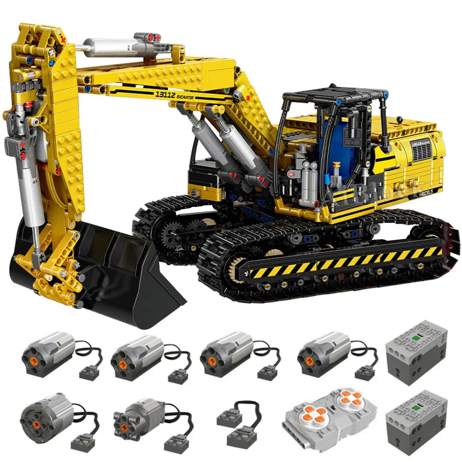 

MOC RC Excavator Crane Bulldozer Truck Engineering Vehicle Car Model Building Blocks Boy Birthday Gift Kids Remote Control Toy