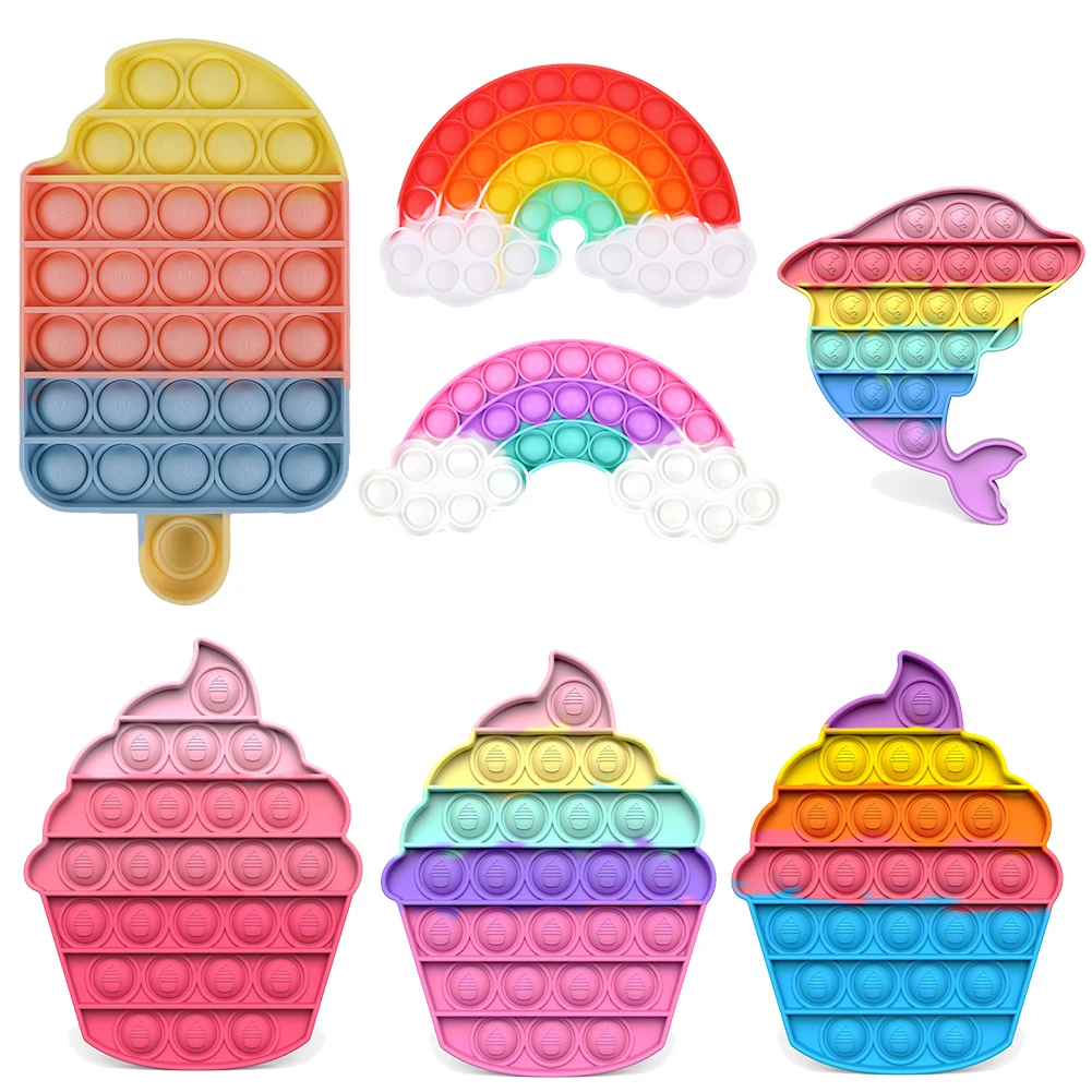 

Push Bubble Fidget Toys Desktop Fun Ice Cream Shaped Silicone Reusable Children Adult Stress Reliever Squeeze Board Game