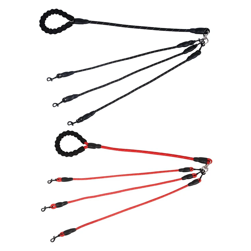 

2/3/4/5 Dogs Leash Coupler Double Reflective Twin Lead Walking Leash Adjustable Splitter Lead Trainer Leash With Two Padded Han