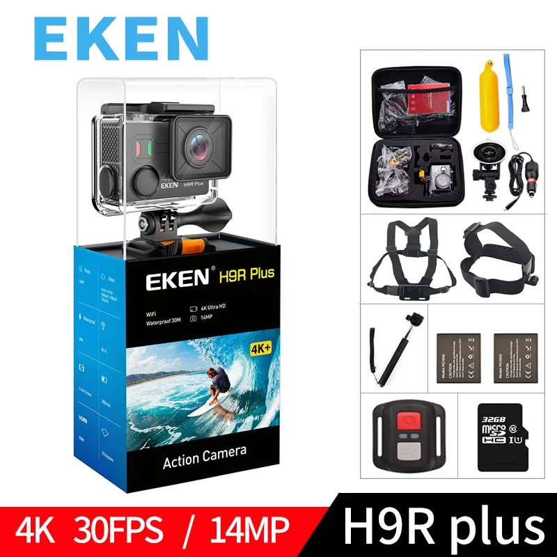 EKEN H9R Plus оригинальная Экшн-камера H9Rplus Ultra HD 4K A12 30fps 1080p 60fps для FHD 14MP Водонепроницаемая Wifi Спортивная видео камера
