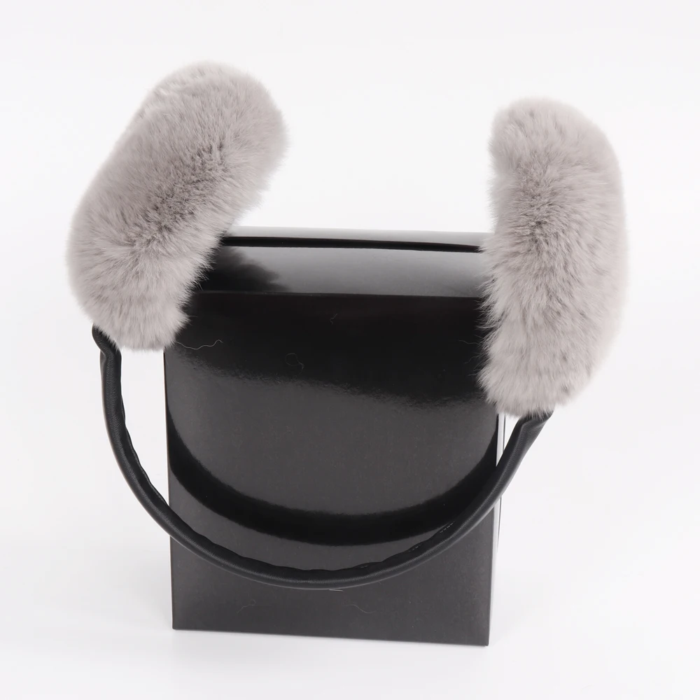 Зимние женские Теплые ботильоны на настоящий мех кролика наушники для девочек из